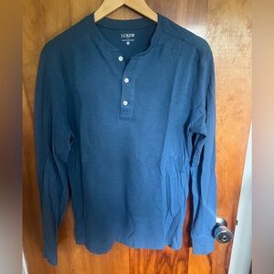 J Crew Long Sleeve Henley, medium, blue